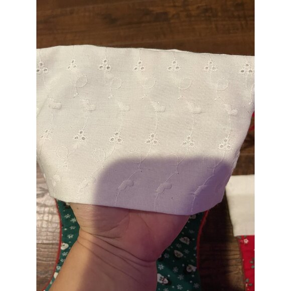 Set Of 3 Vintage Handmade Christmas Stockings With Snowman & Floral Prints 16" - Picture 8 of 15